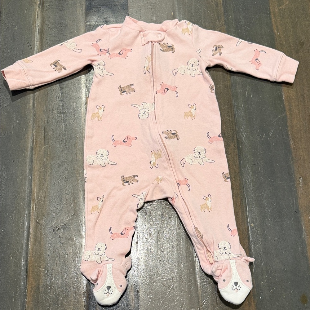 Carter's Pink Animal Print Footed One Piece
